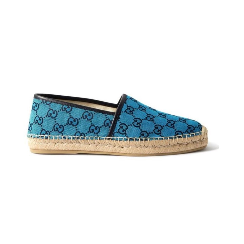 Gucci Blue GG Logo Multicolor Canvas Espadrilles Flats - Picture 3 of 12